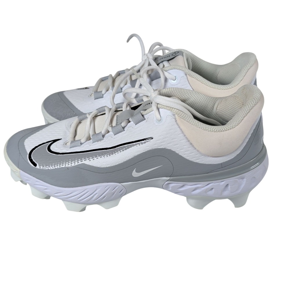 Nike Mens 10 React Vapor Ultrafly 4 Baseball TPU Cleats White Grey